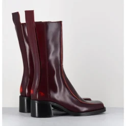 Online E8 BY MIISTA Boots bout carré x & surpiqûres orange - MARIELA BURGUNDY BOOTS BORDEAU