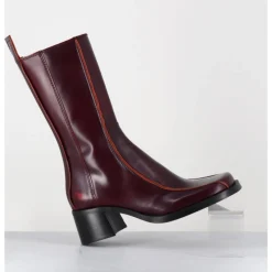 Online E8 BY MIISTA Boots bout carré x & surpiqûres orange - MARIELA BURGUNDY BOOTS BORDEAU