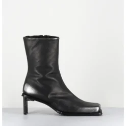 Best MIISTA Boots bout carré en cuir argent petit talon - BRENDA BRUSH METAL ANTHRACITE