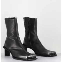 Best MIISTA Boots bout carré en cuir argent petit talon - BRENDA BRUSH METAL ANTHRACITE