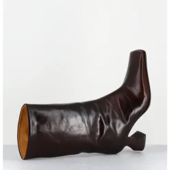 Online MIISTA Boots bout carré en cuir froisse talon gomme - SHONA BROWN BOOTS MARRON