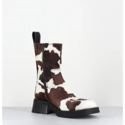 Clearance E8 BY MIISTA Boots bout carré imprimé vache - YOLANDA COW BOOTS