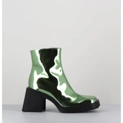 Outlet JUSTINE CLENQUET Boots bout carré miroir - MILLA METALLIC GREEN VERT