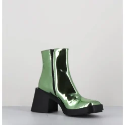 Outlet JUSTINE CLENQUET Boots bout carré miroir - MILLA METALLIC GREEN VERT