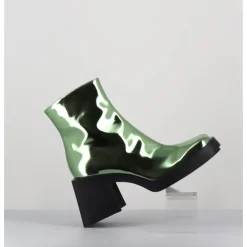 Outlet JUSTINE CLENQUET Boots bout carré miroir - MILLA METALLIC GREEN VERT
