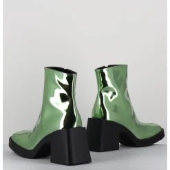 Outlet JUSTINE CLENQUET Boots bout carré miroir - MILLA METALLIC GREEN VERT