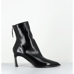 Outlet HALMANERA Boots bout pointu à talon haut en cuir - ULA26 GLAZE NERO NOIR