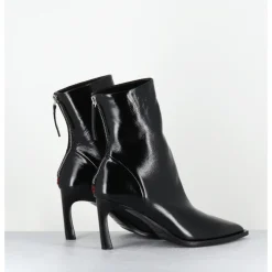 Outlet HALMANERA Boots bout pointu à talon haut en cuir - ULA26 GLAZE NERO NOIR