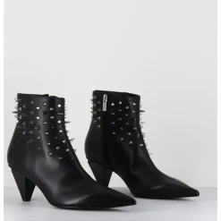 Outlet AGL Boots bout pointu en cuir à clous - KNIFE STUDS NERO NOIR
