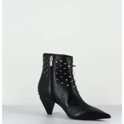 Outlet AGL Boots bout pointu en cuir à clous - KNIFE STUDS NERO NOIR