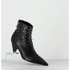 Outlet AGL Boots bout pointu en cuir à clous - KNIFE STUDS NERO NOIR