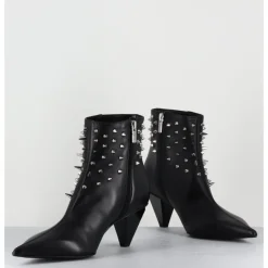 Outlet AGL Boots bout pointu en cuir à clous - KNIFE STUDS NERO NOIR