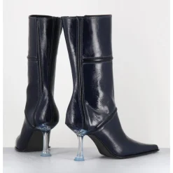 Sale MIISTA Boots bout pointu en cuir & talon plexi - SANDER NAVY BOOTS BLEU
