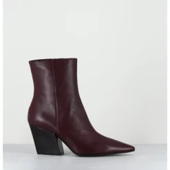 Hot GARRICE LAB Boots bout pointu en cuir prune talon biseauté - SWAN NAPPA MOGANO BORDEAU