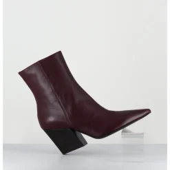 Hot GARRICE LAB Boots bout pointu en cuir prune talon biseauté - SWAN NAPPA MOGANO BORDEAU