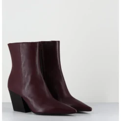 Hot GARRICE LAB Boots bout pointu en cuir prune talon biseauté - SWAN NAPPA MOGANO BORDEAU