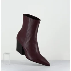 Hot GARRICE LAB Boots bout pointu en cuir prune talon biseauté - SWAN NAPPA MOGANO BORDEAU