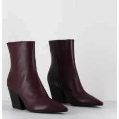 Hot GARRICE LAB Boots bout pointu en cuir prune talon biseauté - SWAN NAPPA MOGANO BORDEAU