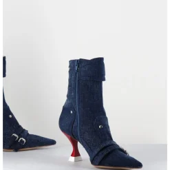 Discount STRATEGIA Boots bout pointu en jean & talon rouge - A5404 LOVELY NK JEANS