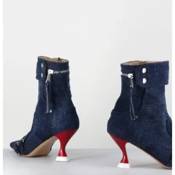 Discount STRATEGIA Boots bout pointu en jean & talon rouge - A5404 LOVELY NK JEANS