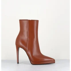 Clearance GARRICE LAB Boots bout pointu talon haut en cuir caramel - SAFRA LUGGAGE CAMEL