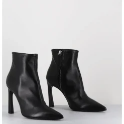 Clearance HALMANERA Boots bout pointu talon haut cuir - VEVA05 BARON NERO NOIR