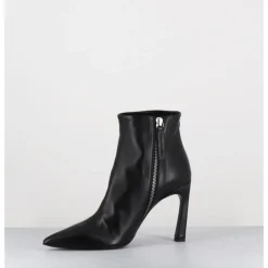 Clearance HALMANERA Boots bout pointu talon haut cuir - VEVA05 BARON NERO NOIR