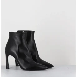 Clearance HALMANERA Boots bout pointu talon haut cuir - VEVA05 BARON NERO NOIR