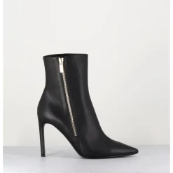 Hot DEL CARLO Boots bout pointu zip latéral - 11432 MERLOT NERO NOIR