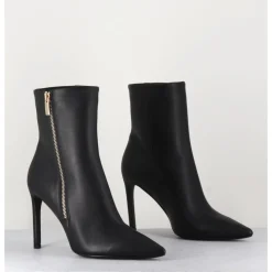 Hot DEL CARLO Boots bout pointu zip latéral - 11432 MERLOT NERO NOIR