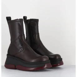Clearance E8 BY MIISTA Boots bubble compensées en cuir stretch - KATTRIN BROWN BOOTS MARRON