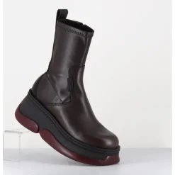 Clearance E8 BY MIISTA Boots bubble compensées en cuir stretch - KATTRIN BROWN BOOTS MARRON