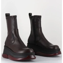 Clearance E8 BY MIISTA Boots bubble compensées en cuir stretch - KATTRIN BROWN BOOTS MARRON