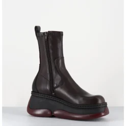 Clearance E8 BY MIISTA Boots bubble compensées en cuir stretch - KATTRIN BROWN BOOTS MARRON