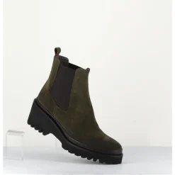 Best GARRICE LAB Boots chelsea en daim kaki & semelle micro - BRADI OIL MILITARE