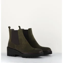 Best GARRICE LAB Boots chelsea en daim kaki & semelle micro - BRADI OIL MILITARE