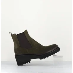 Best GARRICE LAB Boots chelsea en daim kaki & semelle micro - BRADI OIL MILITARE