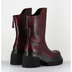 Hot ELENA IACHI Boots chunky en cuir vieilli bordeaux - E3733 BETA BERRY ROUGE