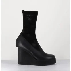 Online SORT AARHUS Boots compensées cuir & talon déstructuré - 3785 GAS NERO NOIR