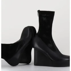 Online SORT AARHUS Boots compensées cuir & talon déstructuré - 3785 GAS NERO NOIR