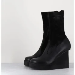 Online SORT AARHUS Boots compensées cuir & talon déstructuré - 3785 GAS NERO NOIR