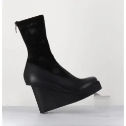Online SORT AARHUS Boots compensées cuir & talon déstructuré - 3785 GAS NERO NOIR