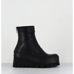 Hot LOFINA Boots compensées déstructurée en cuir - 4562 GAS NERO NOIR