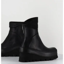 Hot LOFINA Boots compensées déstructurée en cuir - 4562 GAS NERO NOIR