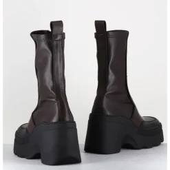 Discount E8 BY MIISTA Boots compensées en cuir stretch - DEANDRA BROWN BOOTS MARRON