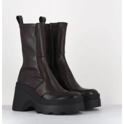 Discount E8 BY MIISTA Boots compensées en cuir stretch - DEANDRA BROWN BOOTS MARRON