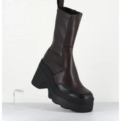 Discount E8 BY MIISTA Boots compensées en cuir stretch - DEANDRA BROWN BOOTS MARRON