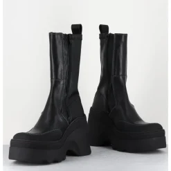 Hot E8 BY MIISTA Boots compensées en cuir stretch - DEANDRA BLACK BOOTS NOIR
