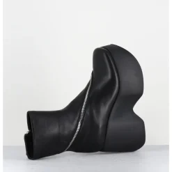 Outlet VIC MATIE Boots compensés en cuir zip asymétrique - 1D7562 ISLAND BLACK NOIR