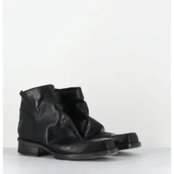 Clearance SHOTO Boots courtes en cuir lavé - 51617 HORSE WASHED NOIR